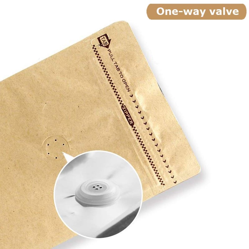 mocare Coffee Bags 0.5 Lb - Kraft Paper Bags Kraft Coffee Bags with Valve,50Pcs Stand up Coffee Pouches for Coffee Bean Storage-8oz (50 Pieces) (0.5lb / 8oz) - Image 4